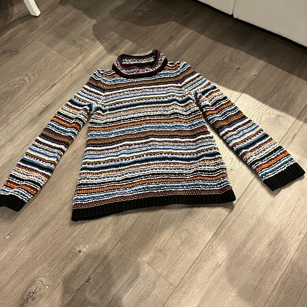 multicolored loft sweater with slight turtle neck